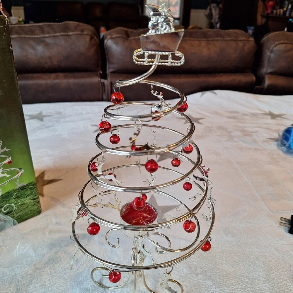International Silver‎ Co. Santa SPIRAL Bobble Votive Tree Christmas Decor NOS
